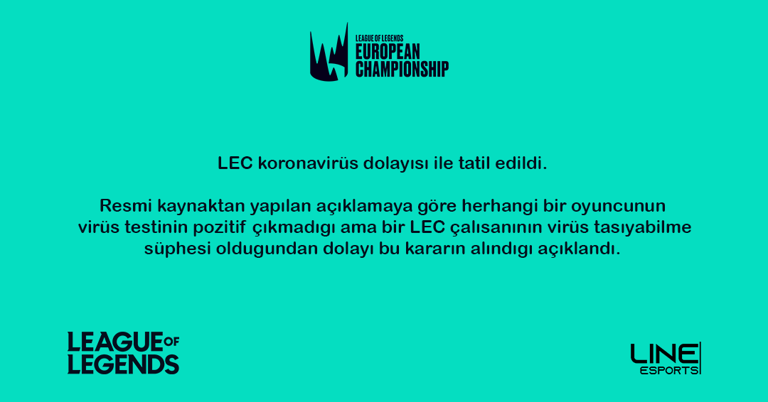 LineEsport's tweet photo. #Koronovirus spor etkinliklerini etkilemeye devam ediyor.
#LEC  #League_of_Legends https://t.co/BBVxoF2oFB