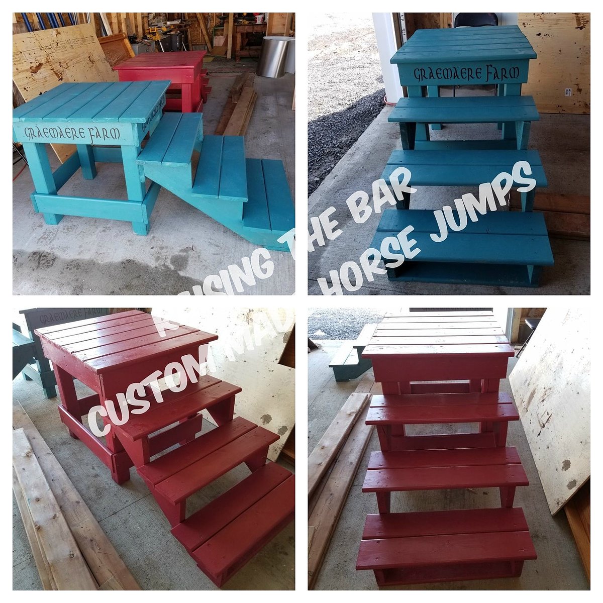 BarRaising's tweet photo. Mounting blocks
With or without your farm logo, favourite quote etc
#horsejumps 
#equine 
#equestrian 
#forsale 
#shoplocal 
#hunterjumper 
#itsbeenalongyear 
#raisingthebar https://t.co/F8UEelD38B
