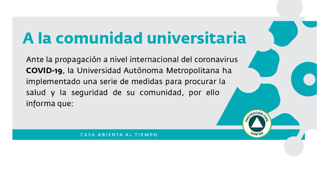 UAM_Iztapalapa's tweet photo. 🔶 #UAMInforma
Lee documento completo en el micrositio de coronavirus  ➡️https://t.co/LUfuhkbafy https://t.co/yb1yaS0Ru9