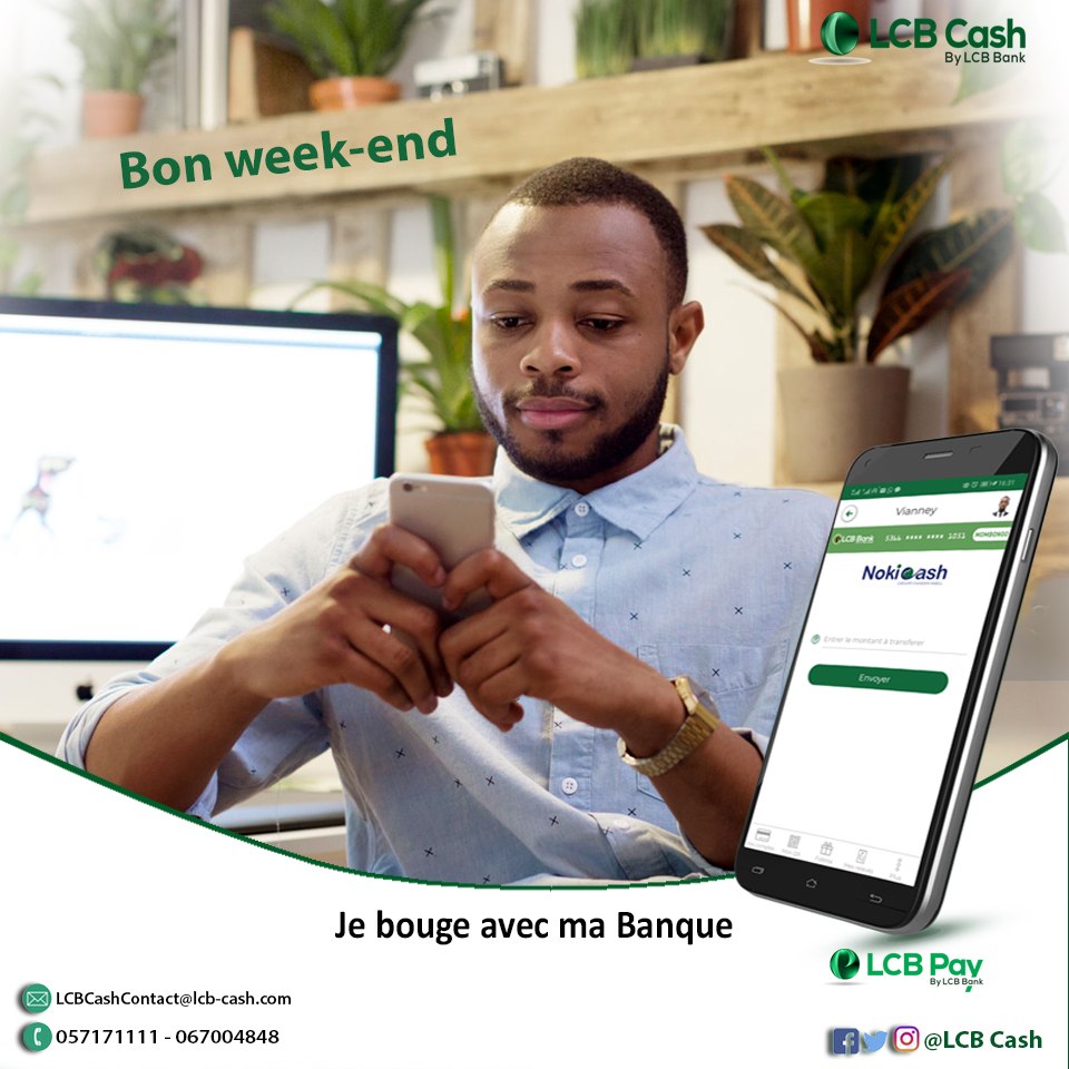 LcbCash's tweet photo. Le weeek-end a déjà commencé!
Profitez d'envoyer de l'argent à vos proche depuis l'application LCB PAY via Nokicash .
Excellent week-end à tous!
#LCBPAY #LCBCash #Nokicash #ChardenFarell #MobileTransfert https://t.co/0cAIEJhzNW