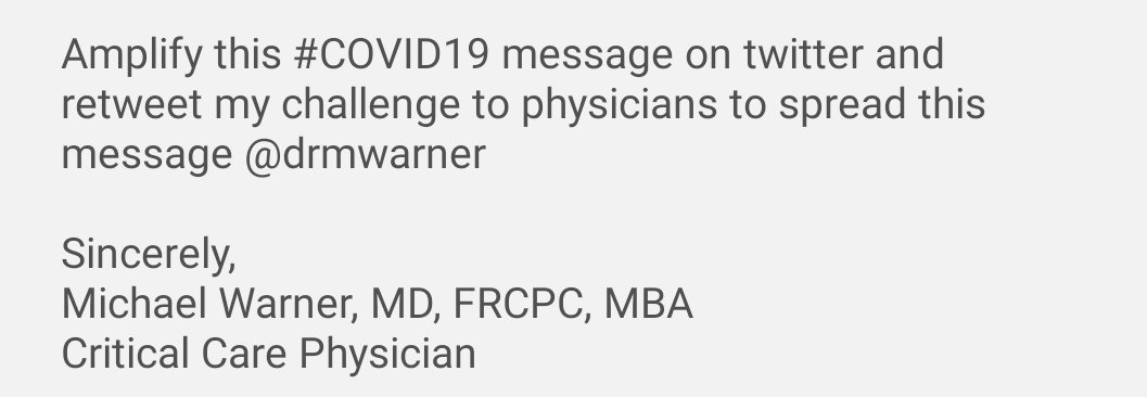 Here is an important message from <a href="/drmwarner/">Michael Warner</a> that I received from a friend who received it from family in the medical field. Please share and keep everyone informed! ❤