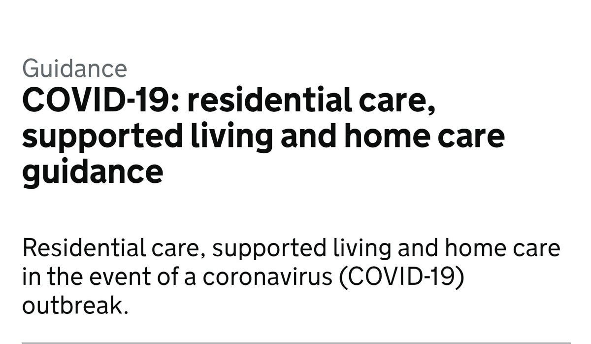 ⚠️Important New Guidance⚠️ #COVID19: residential care, supported living and home care guidance via @PHE_uk gov.uk/government/pub…