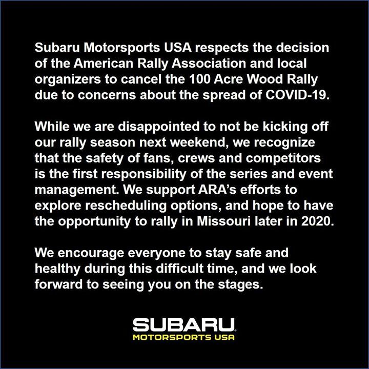 subarums_usa's tweet photo. ⚠️Re: Current situation on the Rally in the 100 Acre Wood. #safetyfirst #100awrally https://t.co/s8u3OVvqjq https://t.co/HiEnuQaKv5