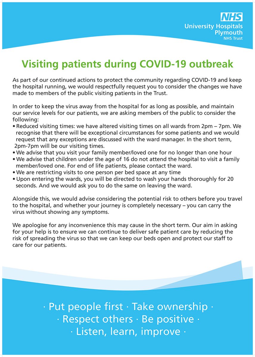 UHP_NHS's tweet photo. *Important notice for patient visitors during COVID-19 outbreak*

https://t.co/U59kk5S0CA https://t.co/nk9fB2kS9g