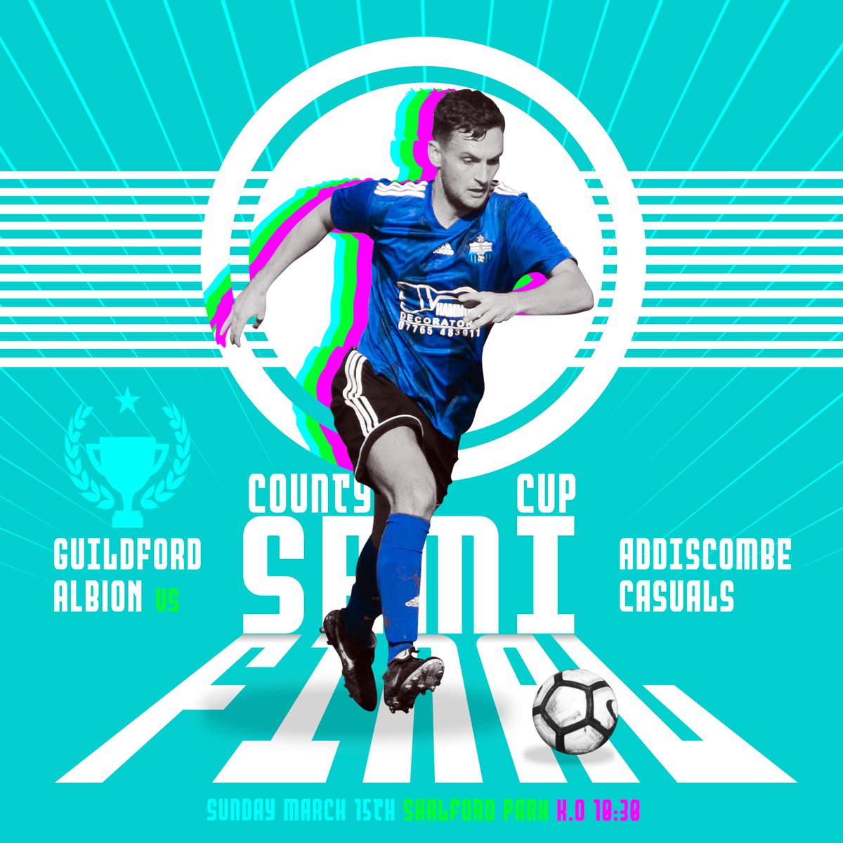 Guildford Albion FC (@galbionfc) on Twitter photo GAME ON! This sunday our semi-final tie against <a href="/CasualsACFC/">Addiscombe Casuals Football Club🏆🏆</a> will go ahead as scheduled with the winner battling for a place in the final of the County Cup.
Kick off 10:30am / Shalford Park / Guildford. All footy fans currently mourning the lack of weekend action are welcome! GAME ON! This sunday our semi-final tie against <a href="/CasualsACFC/">Addiscombe Casuals Football Club🏆🏆</a> will go ahead as scheduled with the winner battling for a place in the final of the County Cup.
Kick off 10:30am / Shalford Park / Guildford. All footy fans currently mourning the lack of weekend action are welcome!