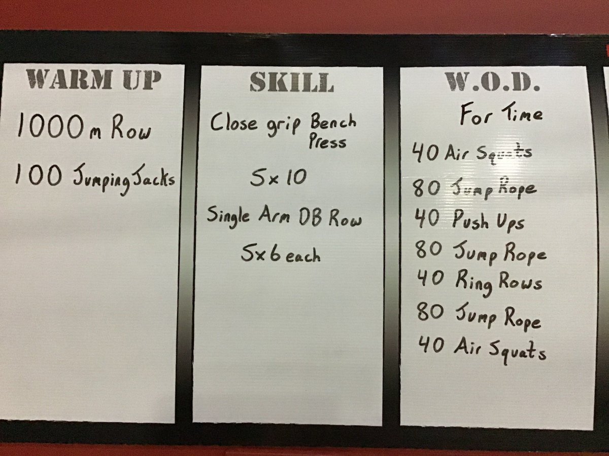 TheSideline247's tweet photo. How fast can you complete today’s WOD?  Let us know by posting your time on the board. https://t.co/plDxf9SAuw