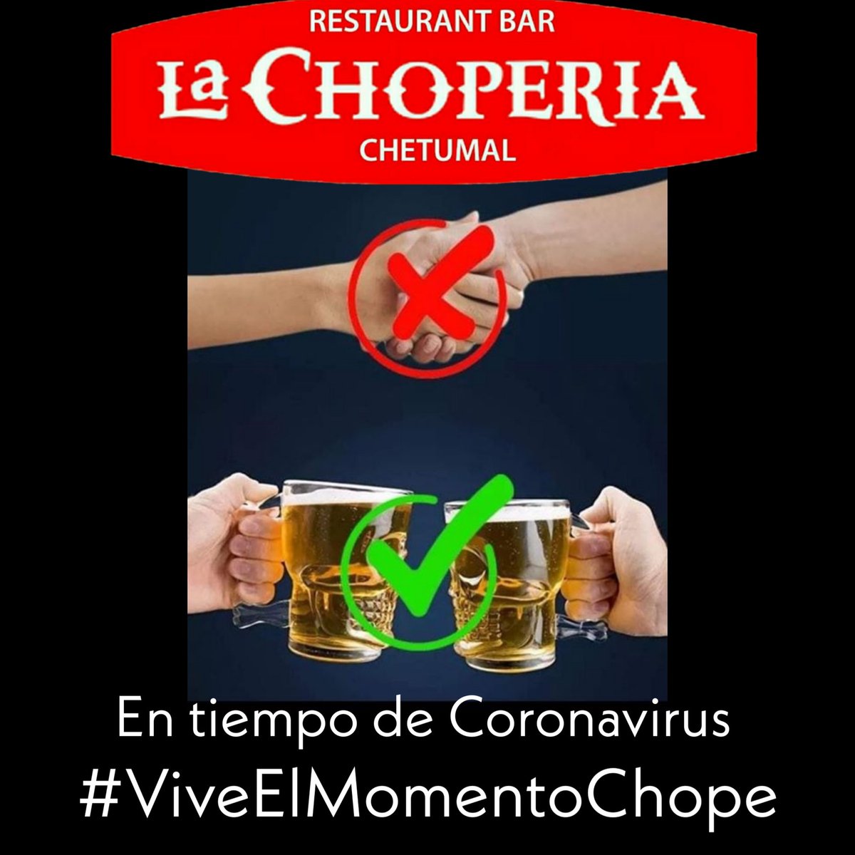 LaChoperiaChe's tweet photo. Más vale prevenir🤔 #ViveElMomentoChope #CHOPERIA #CHETUMAL 
😎🤘🍻
#Coronavirus https://t.co/UVhfd5BGAA