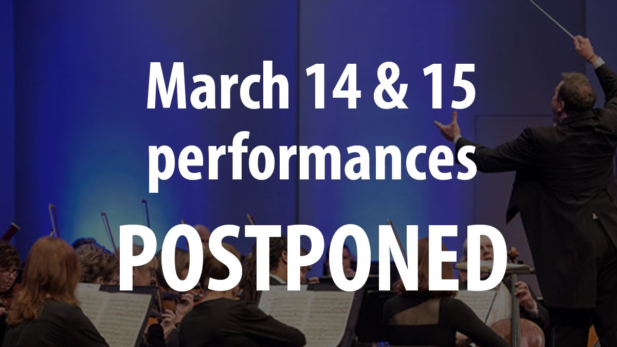 Due to a ban on events with more than 250 people imposed by the Sedgwick County Health Department, the WSO has postponed our March 14 and 15 performances at Century II Concert Hall until further notice. Please visit WichitaSymphony.org for full information and future updates.