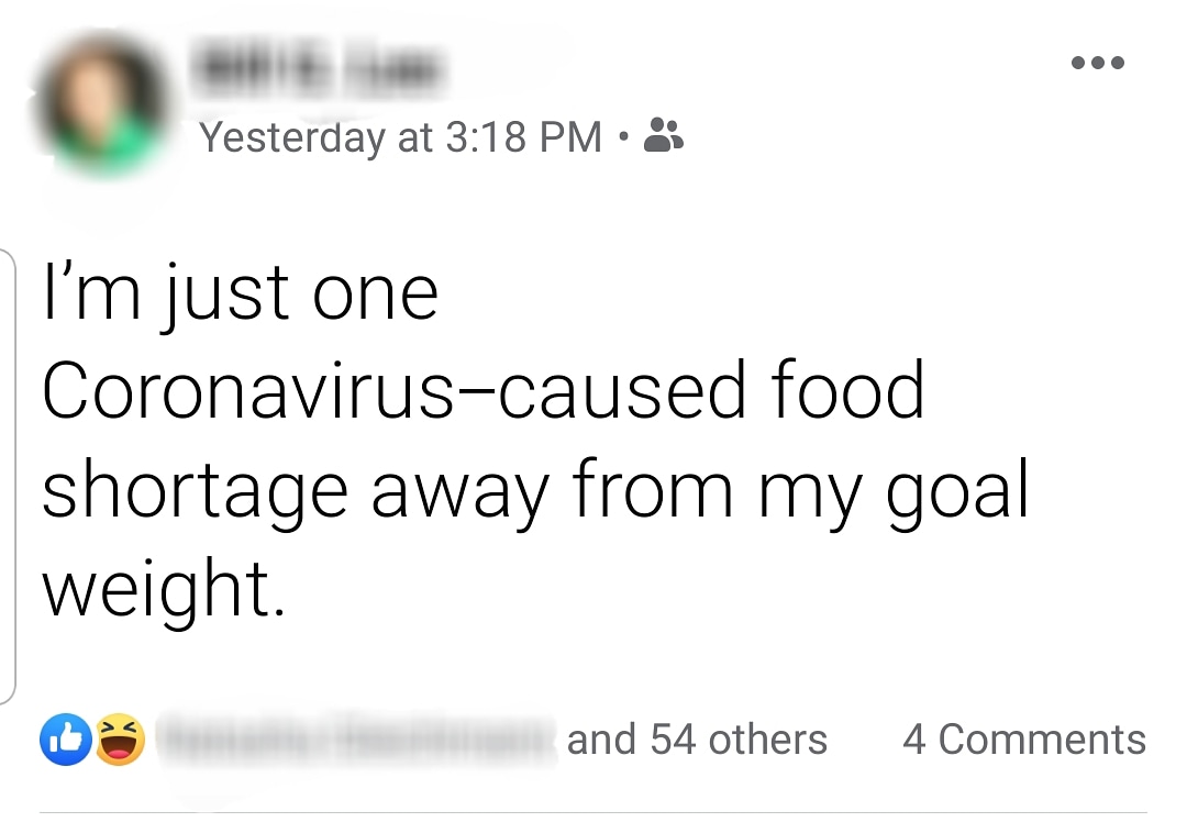 thighgaphack's tweet photo. 😓 I'm just one #coronavirus caused food #shortage away from my #goalweight
#stockup #COVID19 #shedthepounds #pandemic #hysteria #stockup #soldout #cancelled #gym #supermarket #diet #exercise #workout #loseweight #apocalypse #quarantine #lockdown #socialdistancing #emptystores https://t.co/bBtLqiz0KQ