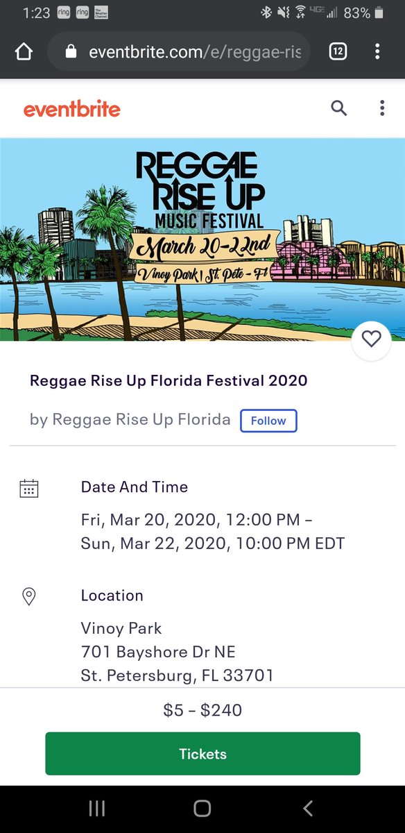 PanzarellaW's tweet photo. Eventbrite is still selling Mar 20-22 tix to Reggae Rise Up even though its been postponed till Oct. #eventbrite #ReggaeRiseUp #CoronavirusOutbreak #Profiteering https://t.co/PMfk4kCpWg