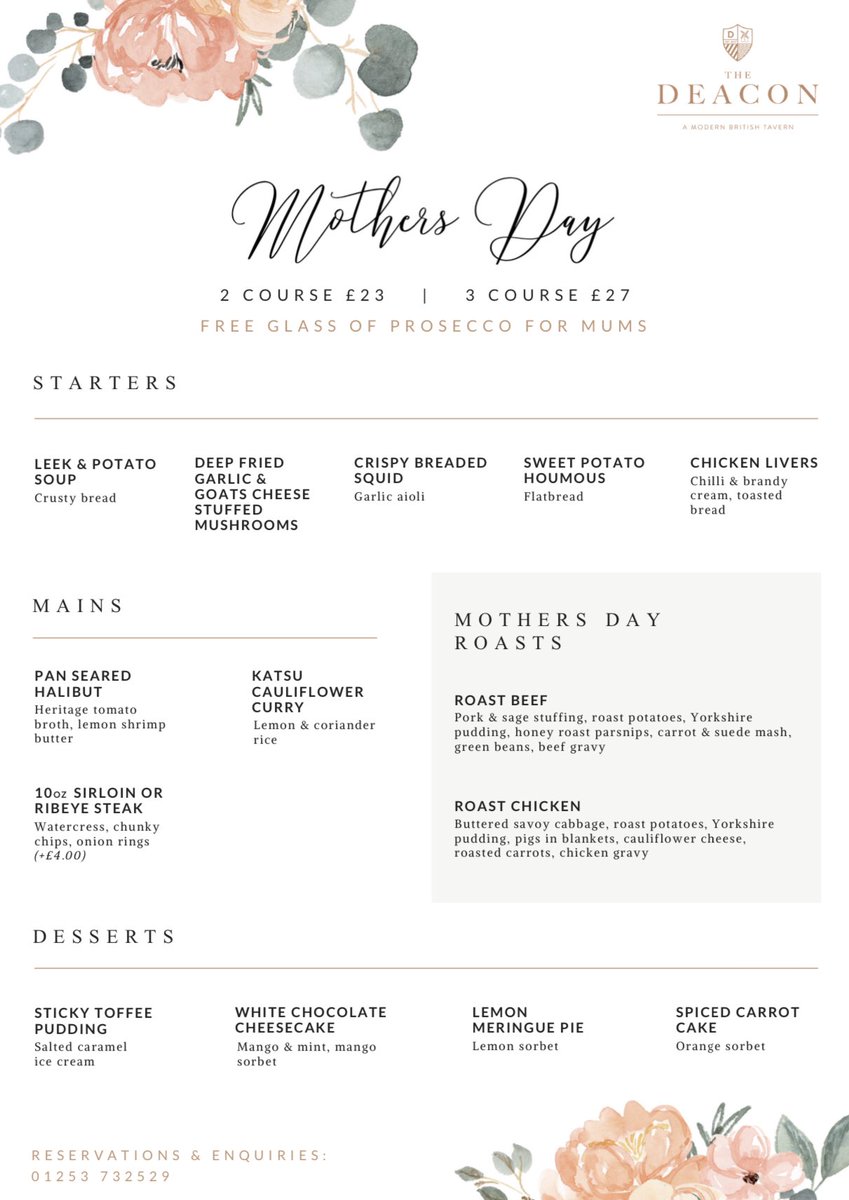 Mother’s Day is fast approaching🥂💐 Show your mum how much she is appreciated by treating her to a meal that’s every bit as special as she is. Book now resdiary.com/restaurant/the…