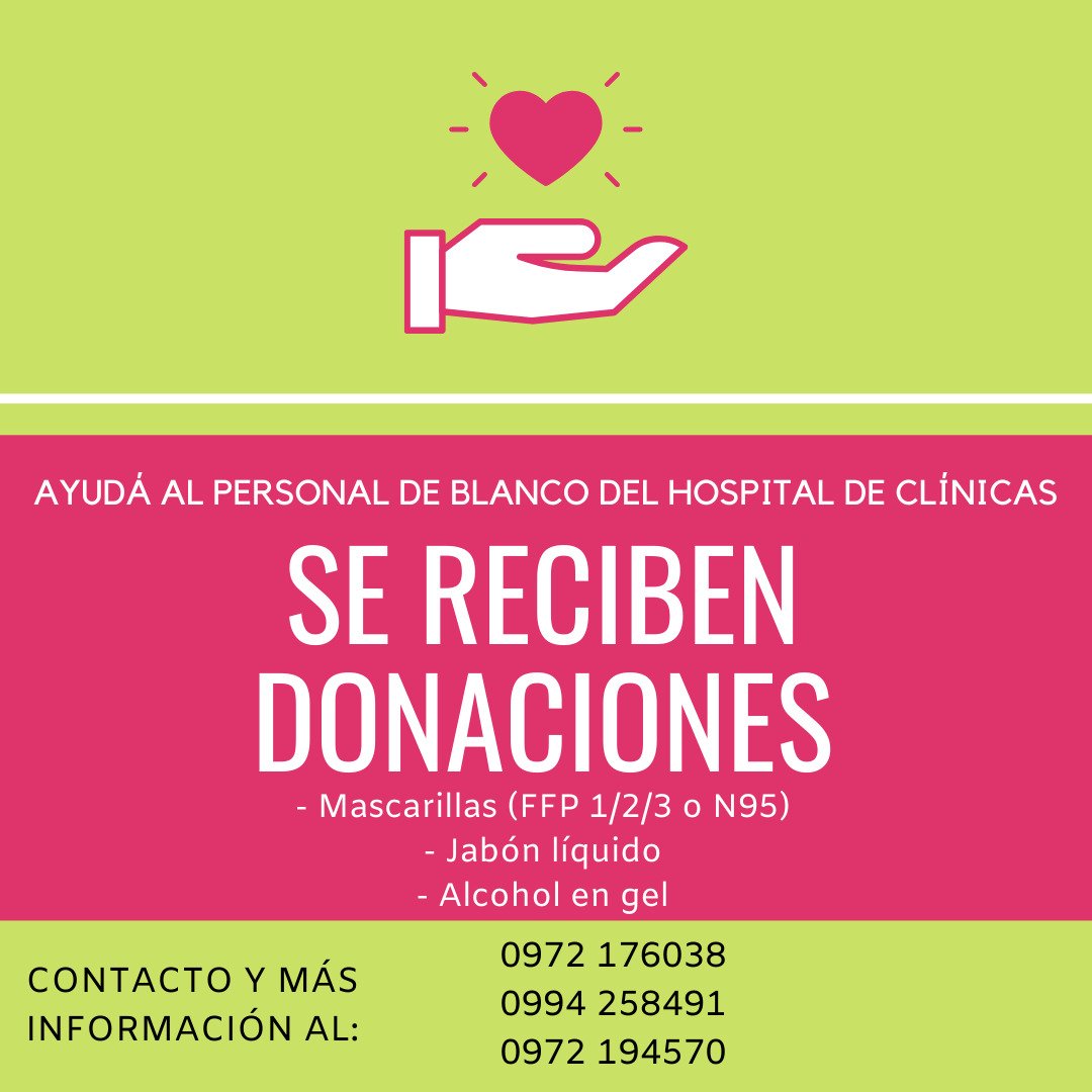 EstebanItaliano's tweet photo. ¡Necesitan de tu ayuda para enfrentar a la pandemia!
Toda ayuda es bienvenida para cuidar de quienes nos cuidan #COVID19py #HospitaldeClínicas https://t.co/dMUVK8euwN