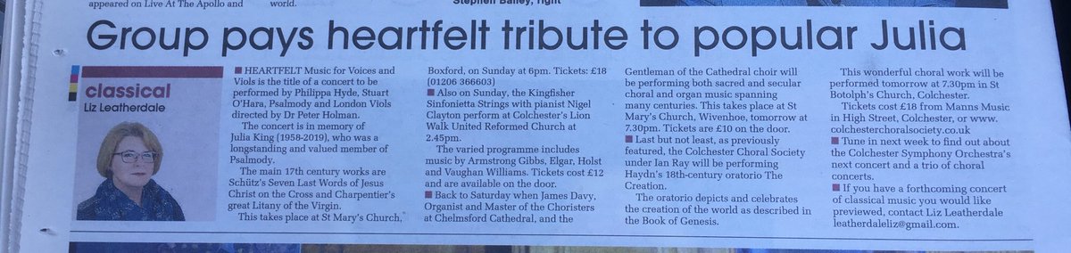 Heartfelt tribute to a chorister with ⁦<a href="/SuffolkFestival/">Suffolk Festival</a>⁩ ‘ #Haydn’s The Creation with ⁦<a href="/colchesterchoir/">Colchester Choral Society</a>⁩ &amp; also Music from ⁦@Kingfisher_SE⁩ . Pls RT <a href="/colchester/">.</a> #Essex