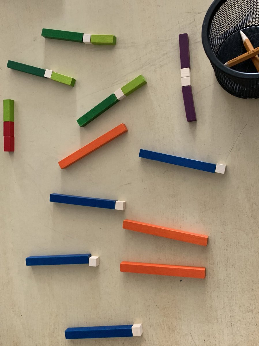Exploring with cuisenaire rods...task was to make their name and tell me how much it’s worth. They started independently putting together groups of 10 to count it easier! Love this group - so smart. Must have a great teacher ha ha! 🤣 #tvdsbmath