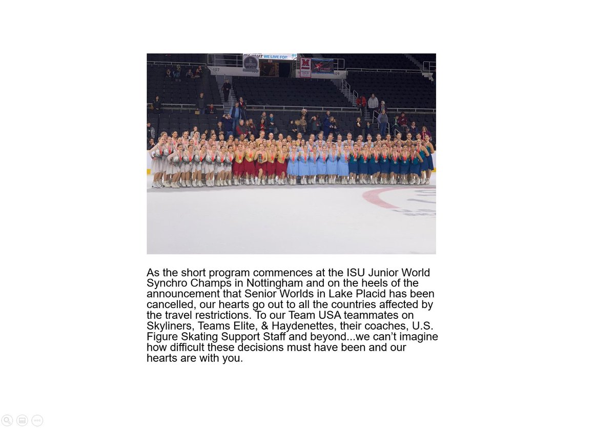 Our hearts go out to our #TeamUSA teammates <a href="/SkylinersSST/">Skyliners SST</a>, <a href="/TeamsEliteSST/">Teams Elite</a>, and <a href="/Haydenettes/">The Haydenettes</a>, as well as <a href="/HotShivers_team/">Hot Shivers</a>, Team Jeanne d'Arc, and Jingu Ice Messengers.