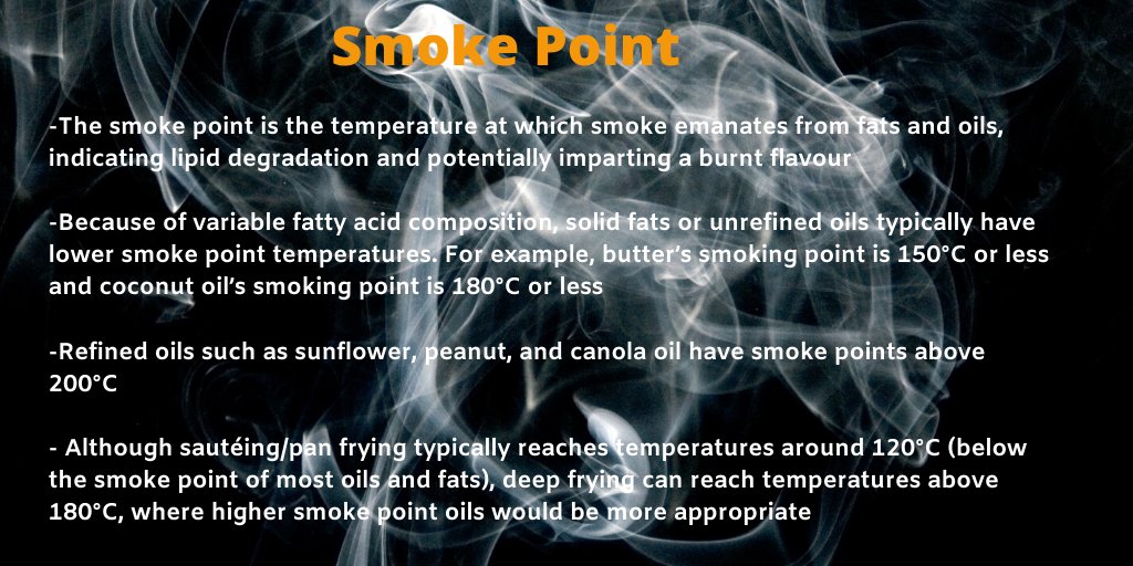 Carletonchem's tweet photo. #CUFOODScience talks about smoke point! #FunFoodFactFriday https://t.co/kvrgGJa7QE