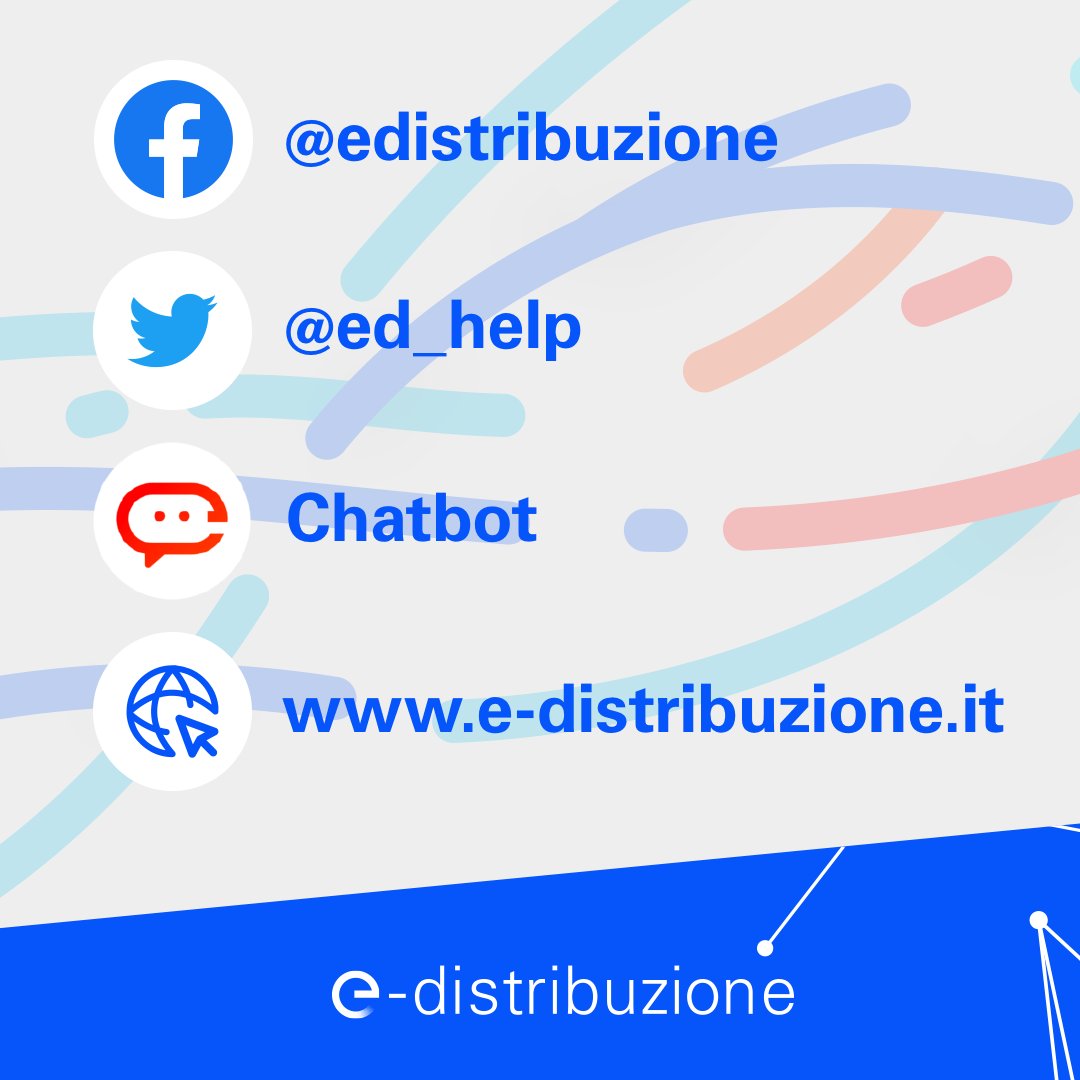 edistribuzione's tweet image. In questo momento difficile, E-Distribuzione c’è. Se hai bisogno di noi, usa i nostri canali digital e social 👇