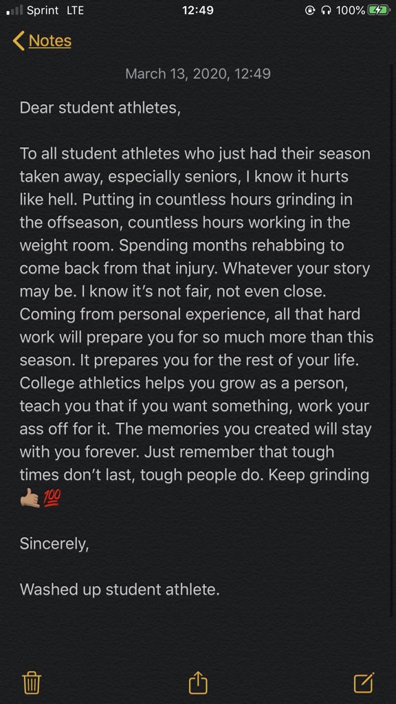 Dear student athletes
