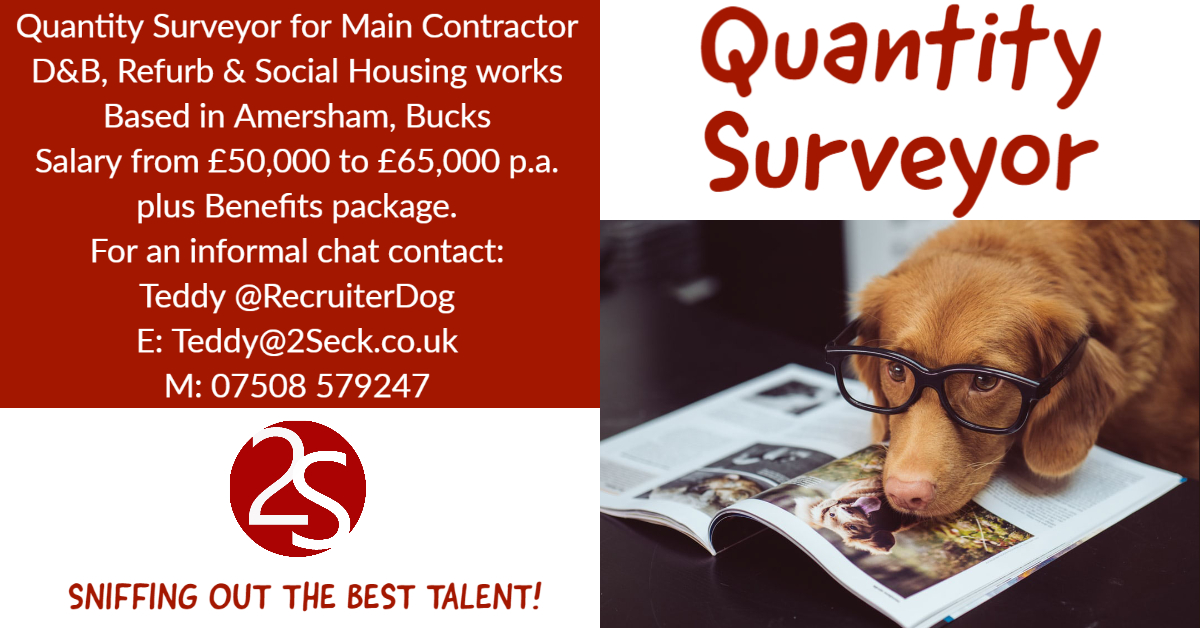 RecruiterDog's tweet photo. For more information on this role, contact Teddy on 07508 579247 or Teddy@2Seck.co.uk #QuantitySurveyors #Estimators #Construction #Careers https://t.co/vZTEzrGn1r