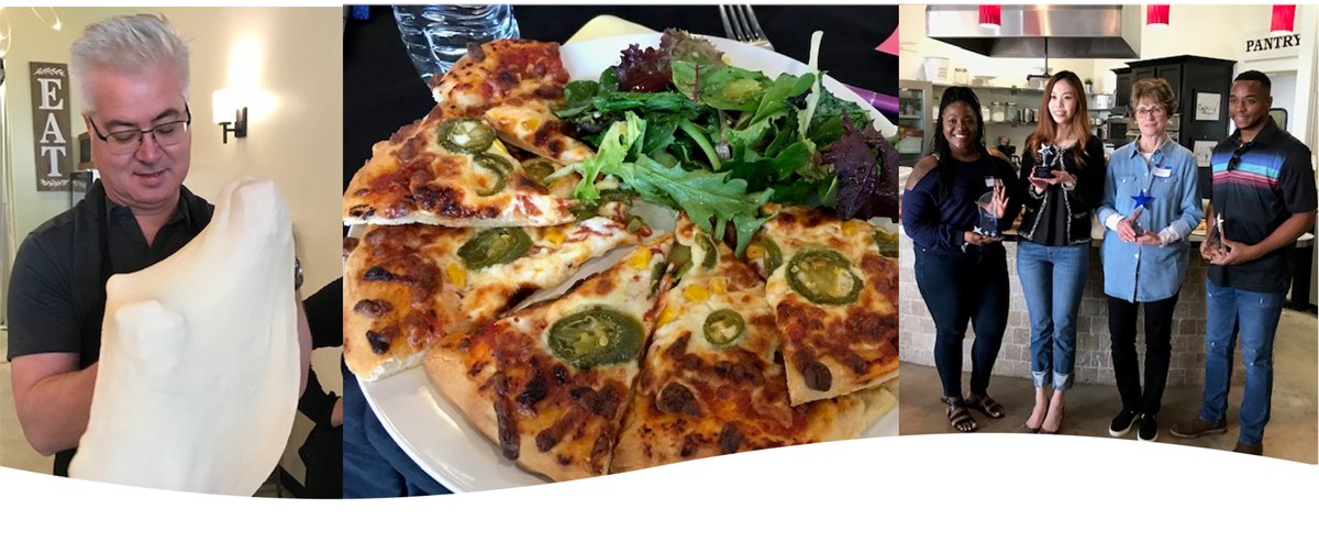 TUVRisktec's tweet photo. Our colleagues in Houston had a fantastic team building day at #ChefoftheHouse in Clear Lake. They spent the day making pizza and even managed to fit in some #GameBasedLearning! Then they ended the day with presentations. A good time was had by all. Go team #Risktec! 🏆 https://t.co/MkQ0GvL2rI