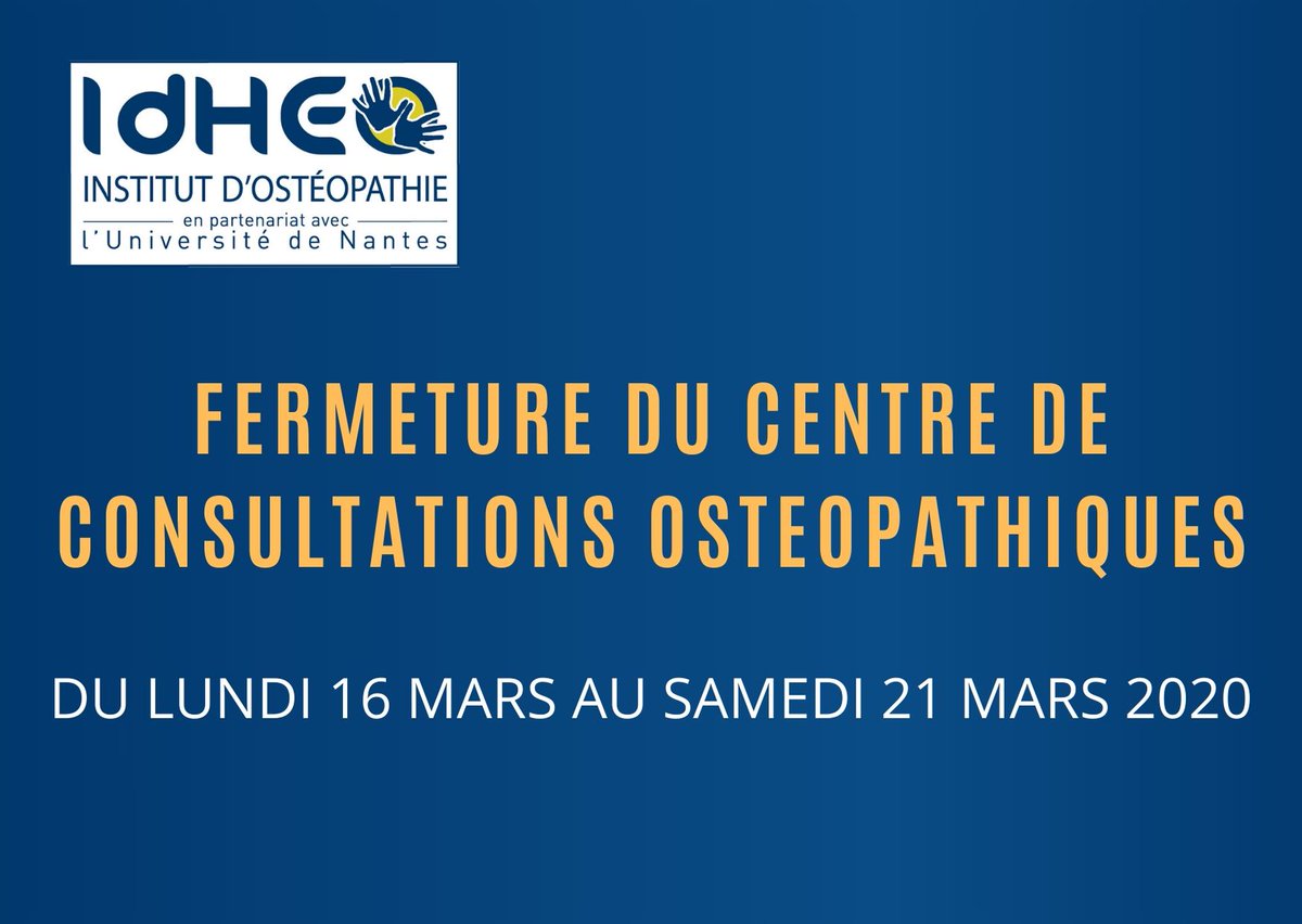 ⚠️INFORMATION FERMETURE DE L'ETABLISSEMENT

❌En raison de la crise du coronavirus, nous sommes contraints de fermer l’établissement du samedi 14 mars 12h00 jusqu'au samedi 21 mars inclus pour une durée indéterminée.

Suite commentaire 👇