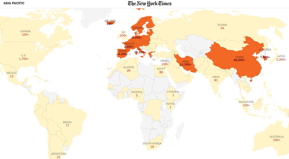 sahmad548's tweet photo. In case there is still doubt or denial about how we value some lives over others based on ethnicity: Iran is not far behind in # of deaths and impact due to the coronavirus, yet Iran is hardly noted in the media, public discussion, or social media blasts. Image source: @nytimes https://t.co/vvVHN2gBW2