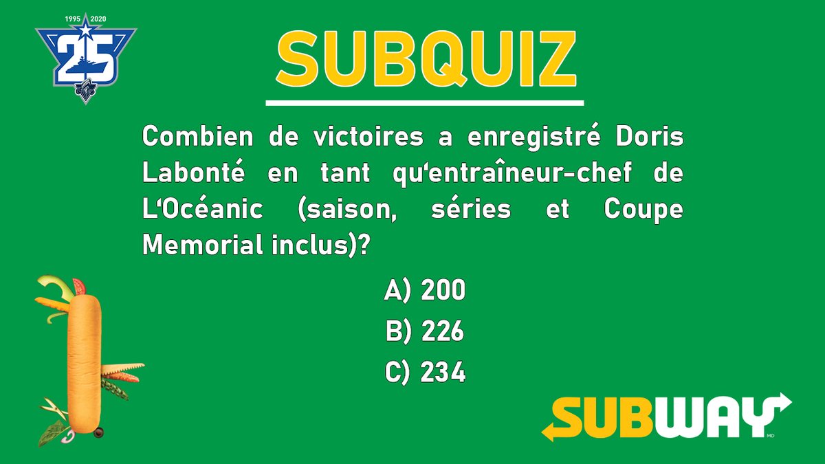 oceanicrimouski's tweet photo. Félicitations à notre gagnant du #subquiz du mois de mars!
Détails 👉 https://t.co/hVtjHKrj1n
#Oceanic25 @SubwayCanadaFR https://t.co/t5zVgkUgGp