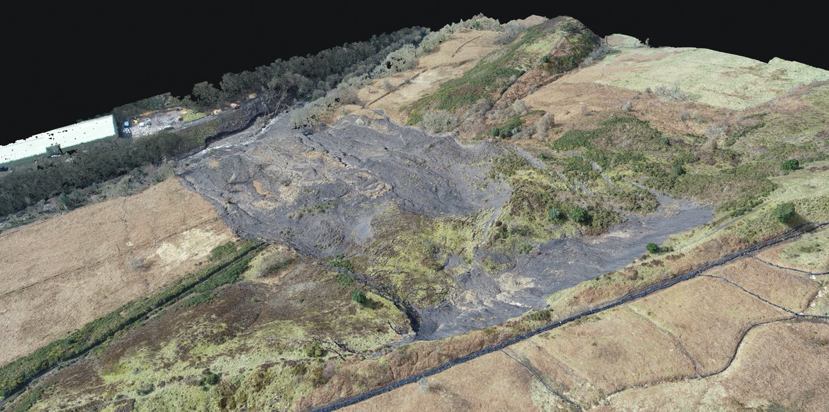 InformaticsUsw's tweet photo. 3D generated model showing landslide over Tylorstown. GIS Drone Research team. https://t.co/0eeRNwAz8u