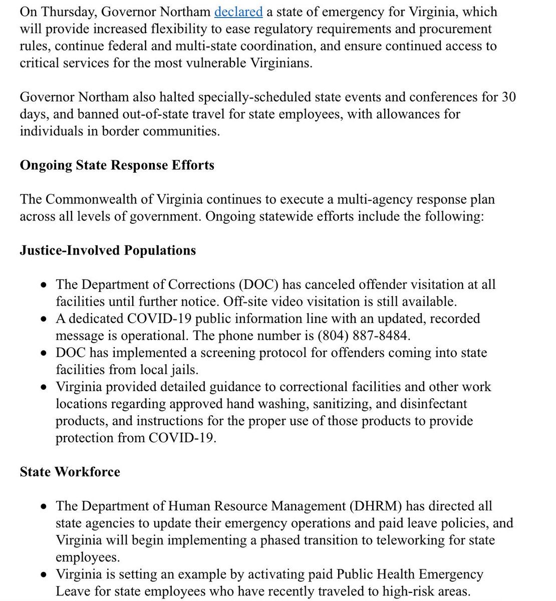CamThompsonCBS6's tweet photo. #BREAKING: Governor Ralph Northam is ordering that ALL K-12 schools in Virginia close for a minimum of two weeks as a precaution against #coronavirus/#COVID19.

@CBS6 https://t.co/7XMC4s9tBx