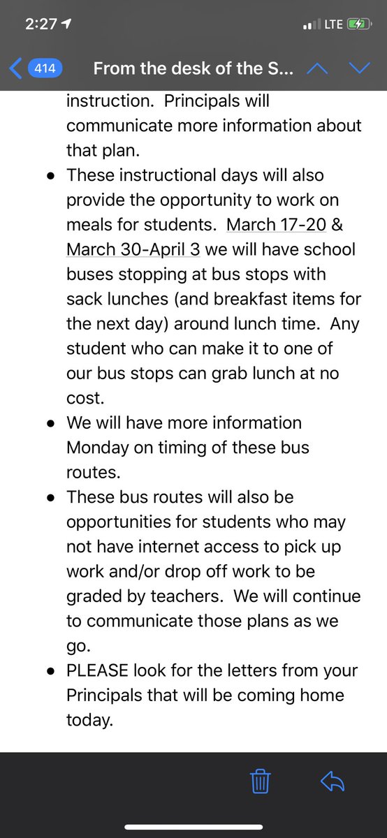 DadmiralAckbar's tweet photo. Just got this email from @SuptKozina Thank you and all the teachers and staff that provide so much more than just great education to our students and families. This is also a great opportunity to help keep hourly staff earning wages. I’m very proud of Northwood. https://t.co/Xt7IrVj8a4