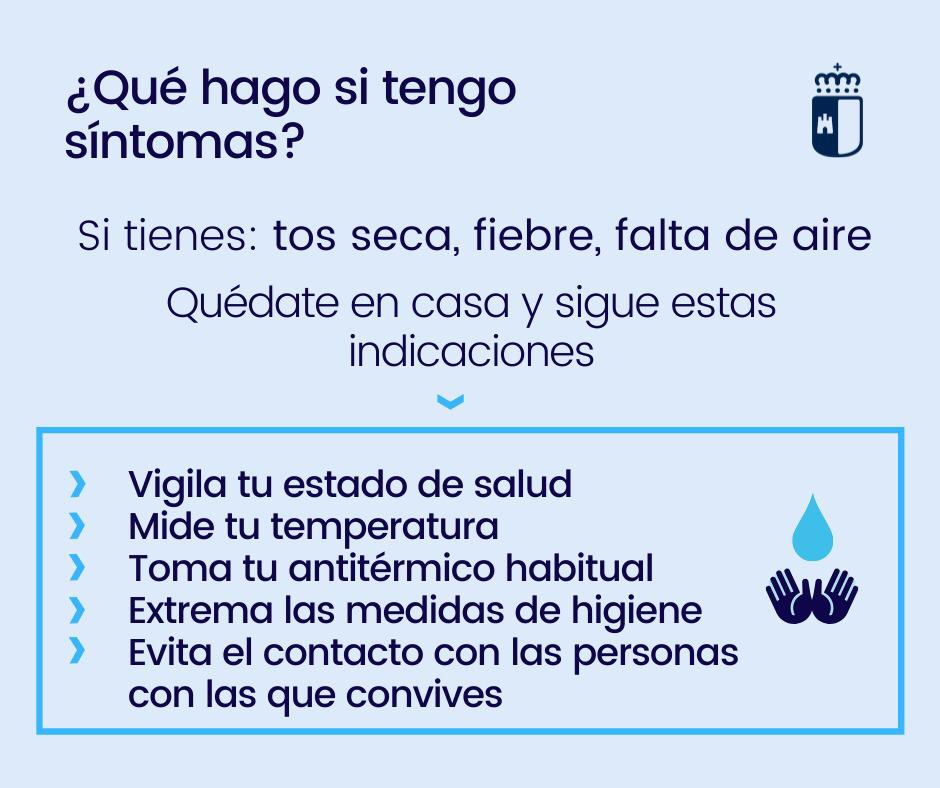 👉¿Qué hago si tengo estos síntomas? 

🏠#quedateencasa y sigue estas indicaciones 

📌Si tienes alguna duda siempre puedes llamar al 
📲900 122 112. Es gratuito y estamos 2⃣4⃣ horas.

#CLM #CastillaLaMancha