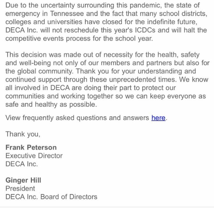 It is with a heavy heart we have to tell you that ICDC is cancelled. We are so grateful to have had an incredible state leadership conference and hope you all cherished the memories made. We will continue to serve you and your chapter and are so proud of every one of you.🔷💗