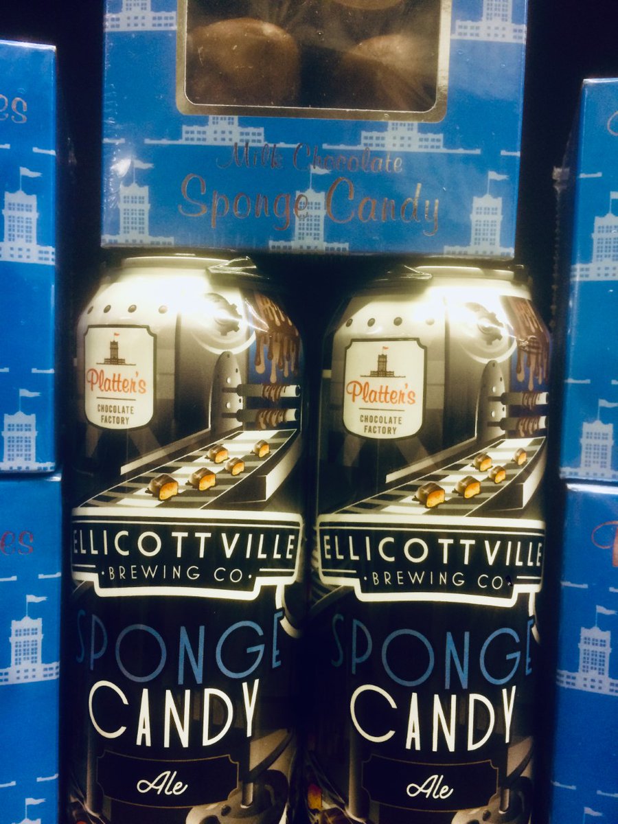 The newest @EBCwny+@PlattersChoc collab has arrived! Sponge Candy Ale is the next in the series and is sure to fly outta here 🛩️. #drinklocal #eatlocalchocolate