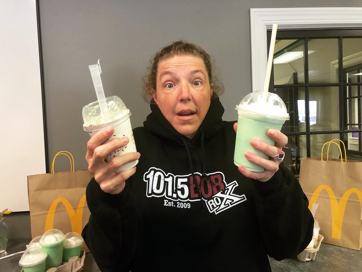 1015BobRocks's tweet photo. @NastyMornings snatched up the Shamrock Shake and the new @Oreo Shamrock McFlurry. ☘️ 🍦 

Did y’all know that @McDonalds is celebrating the 50th anniversary of the Shamrock Shake?! They are celebrating with all of us by bringing it back nationwide for the first time since 2017! https://t.co/vcTMAsjkP1