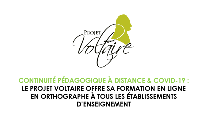 Projet Voltaire Communique Le Projet Voltaire Met Gratuitement A La Disposition Des Enseignants Du Primaire Du Secondaire Et Du Superieur Ses Modules D Entrainement En Ligne En Orthographe Covid19 Edtech Continuitepedagogique
