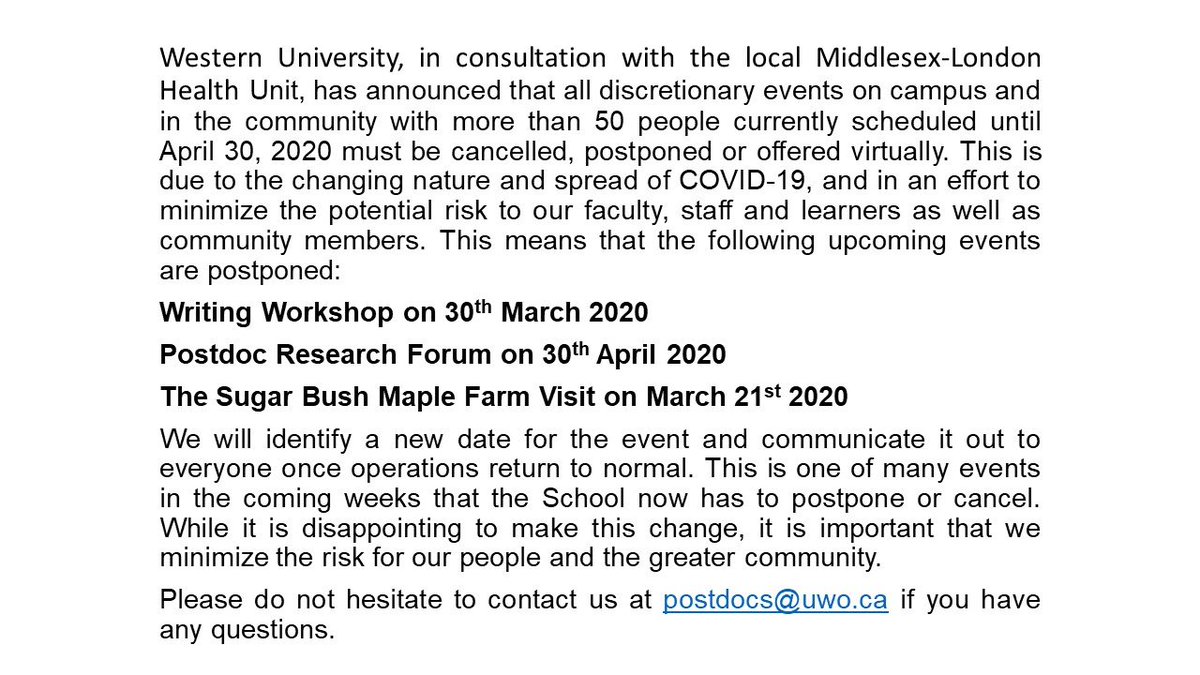 uwopaw's tweet photo. Information regarding postponement of our upcoming events due to #COVID19. Stay safe and healthy and protect those around you. https://t.co/ETF3i8t7qf