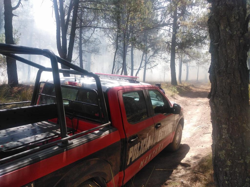 PoliciaSsc's tweet photo. La Policía de Montaña de la #SSCTLX, al realizar recorridos de seguridad y vigilancia, ubican de una columna de humo, trasladándose al paraje conocido como “Los Arbolitos”, sofocando el incendio en coordinación con #CGETLX, con técnicas de brecha corta fuego
#PorUnTlaxcalaSeguro https://t.co/PT0YCgEIqz
