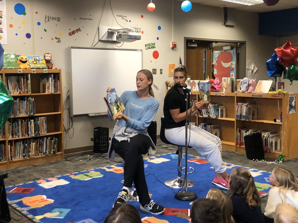 AmyMckinzie's tweet photo. Our 8th and 9th celebrity readers today were the amazing sister act of @Lbreezzyy and @sophaller! Such an honor to have them with us today for RWTS! #readingwiththestars
#wearerbe https://t.co/3qjoNnP3Gh