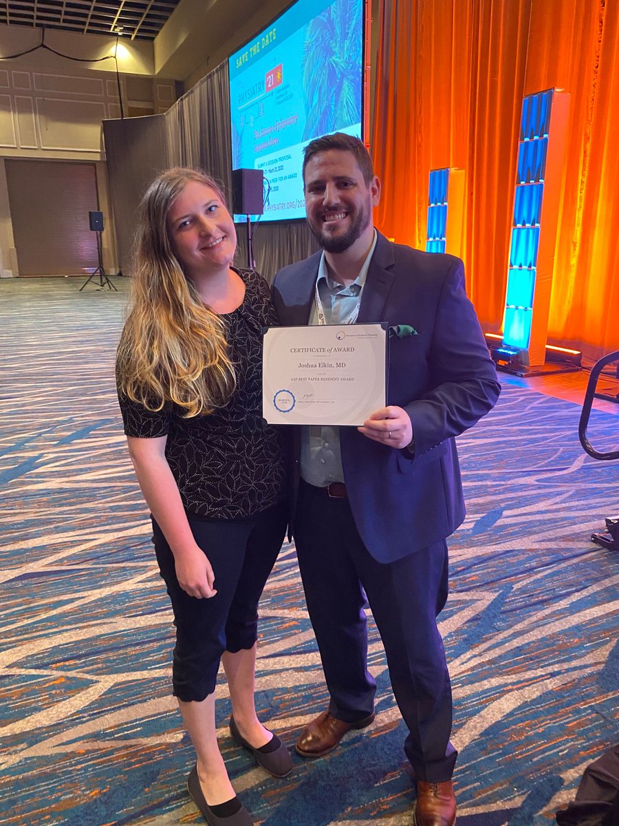 JoshuaElkinMD's tweet photo. Honored to receive the "Best Paper" award alongside a brilliant colleague @NatashaBhatiaMD , my wonderful and supportive wife Esther, and a great mentor Wes Chay #RMSTP #ISPRM2020 #Physiatry #Emory #PMR https://t.co/qjfWMwyTgX