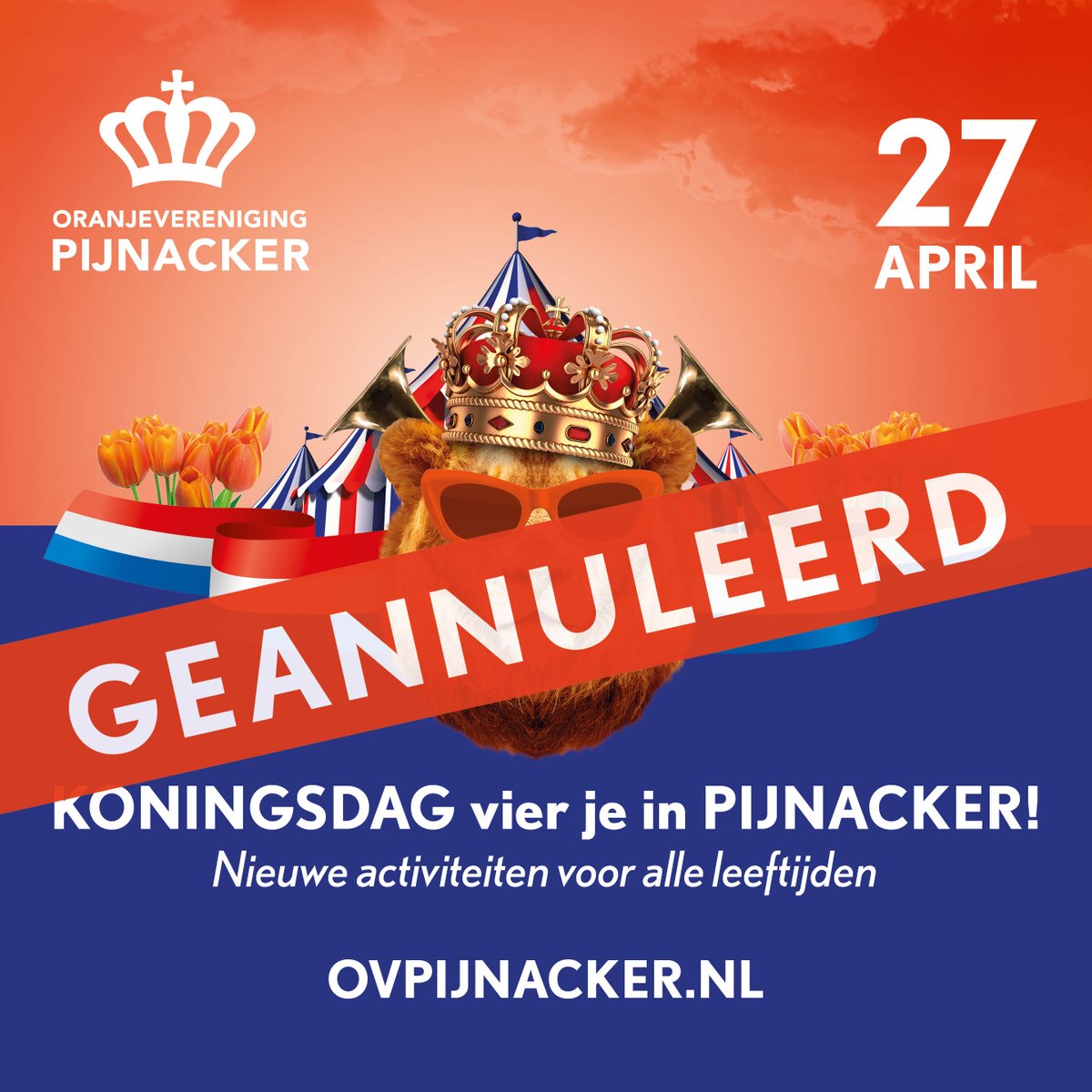 !!ANNULERING VOLLEDIG PROGRAMMA!!
Oranjevereniging Pijnacker incl. Beatrixrun 2020

Lees meer op onze website: ovpijnacker.nl
#verdrietig #pijninonsoranjehart #corona