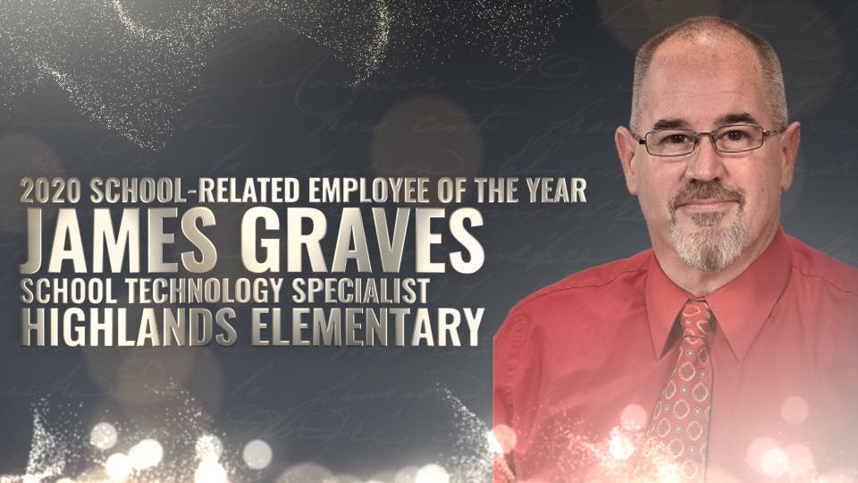 We are proud to announce that James Graves, School Technology Specialist at Highlands Elementary, has been named our 2020 School-Related Employee of the Year! #SDOCGoodtoGreat