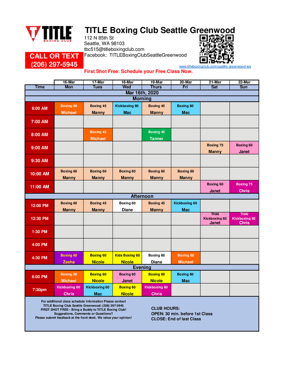 TBCSeaGreenwood's tweet photo. Boxing Skill class held on Sundays at 2 pm will be suspended until further notice.  Women’s Weightlifting classes will continue.

In an effort to curb the spread of viruses, the club has stepped up on disinfecting the high traffic areas.

Join our fight for health! https://t.co/wunlNBFndy