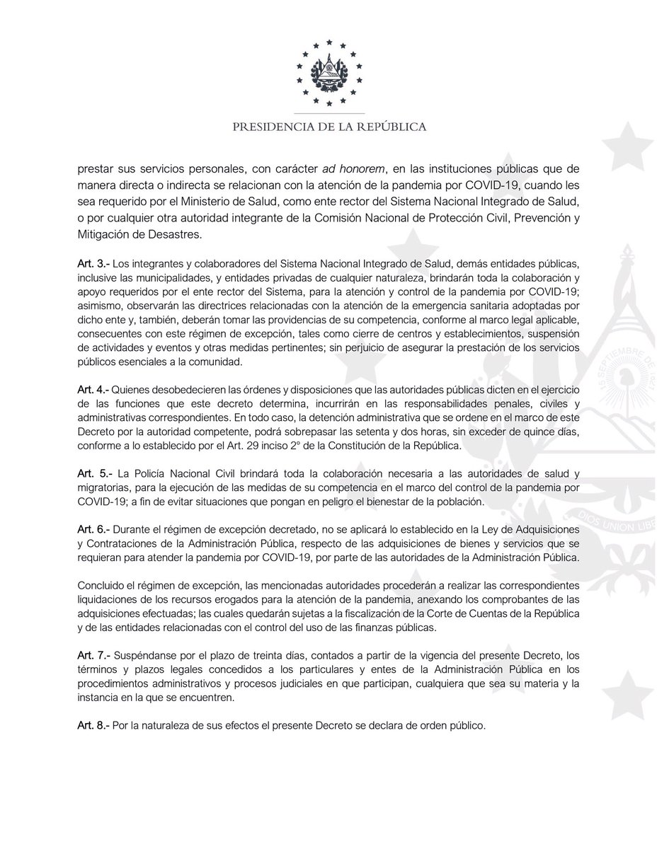 A pesar de las declaraciones que han dado las fracciones legislativas, tengo fe que Dios pondrá sabiduría en las mentes y corazones de los diputados y aprobaran el Estado de Excepción.

Nuestro país lo necesita, con urgencia.

Les comparto el proyecto de decreto (hilo):