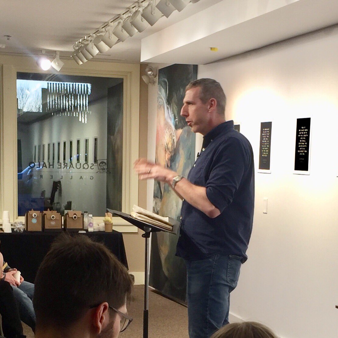nedbustard's tweet photo. It was a great night in the #squarehalogallery with @Dru_Johnson at @therowhouseinc talking about #HumanRites https://t.co/LtZorgeB6N