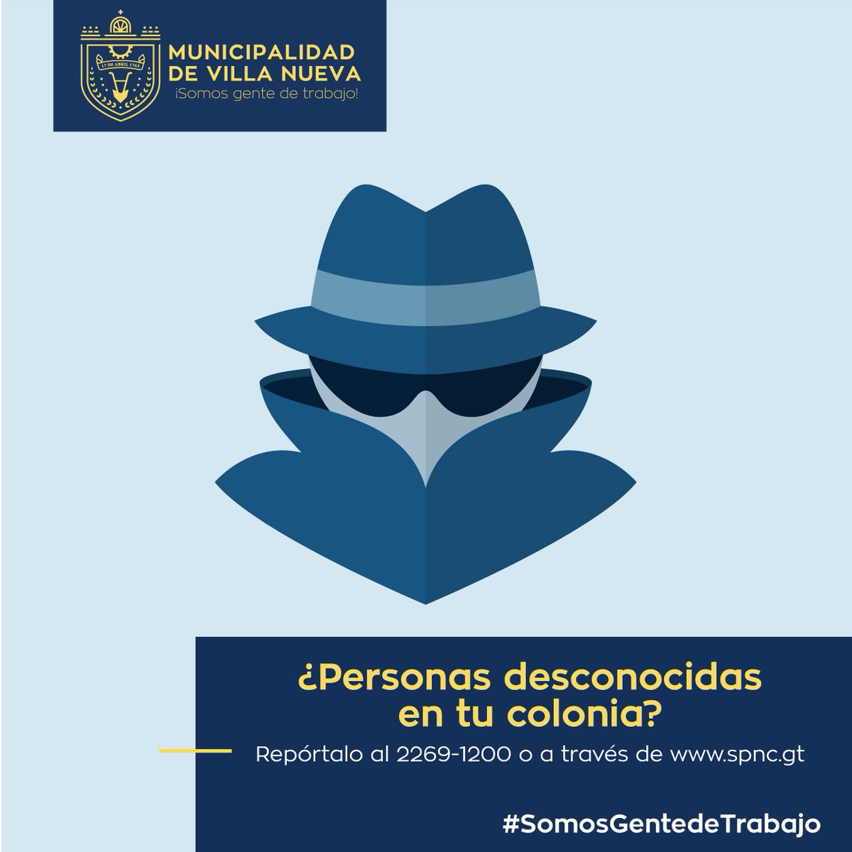 MuniVillaNueva's tweet photo. Reporta de forma anónima a @SPNCVILLANUEVA  #SPNC 📞 2269-1200 disponible las 24 horas  

#SomosGenteDeTrabajo https://t.co/okS8iV97mc