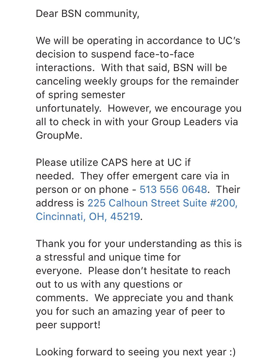stay safe and healthy bearcats!✨ we’ll see you soon #stigmafreeUC #loveyourself