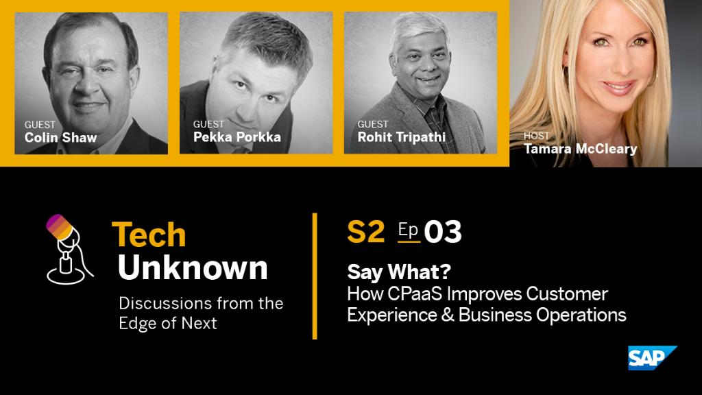 TamaraMcCleary's tweet photo. In our latest #podcast, explore a better #CX thru an integrated communication strategy with @RohitTrips, @pekkaporkka, @ColinShaw_CX and I on @SAP's #TechUnknown podcast: https://t.co/GVWuPAZyV7 https://t.co/lS24rIA6hJ