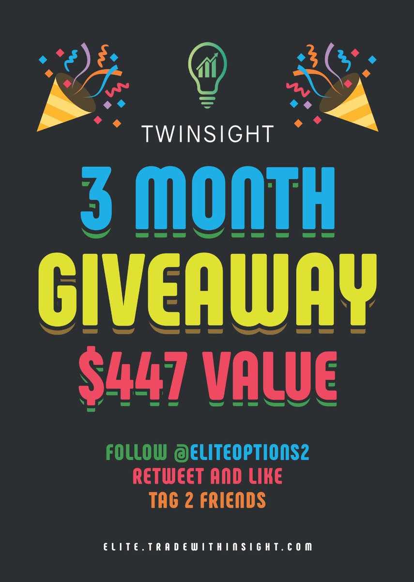 🎉 3 Month Giveaway ($447 Value!) 🎉

We're giving away 3 months of our service!

To Enter!

✅ Follow <a href="/EliteOptions2/">EliteOptionsTrader</a>
✅ Retweet and Like this post
✅ Tag 2 Friends

----
#GIVEAWAY #GIVEAWAYS #optionstrading #options #stocks #trading
$SPY $AAPL $TSLA $GOOGL $AMZN $ZM $SPX $TDOC