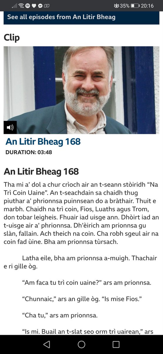 - An Litir Bheag is an ENORMOUS archive of short texts in simple, easy Gaelic - from about number 160 they have full translations, and they all have audio:  https://www.bbc.co.uk/programmes/articles/2pGJYgYPqJfBwSy9JDtpntg/tasglann-archive