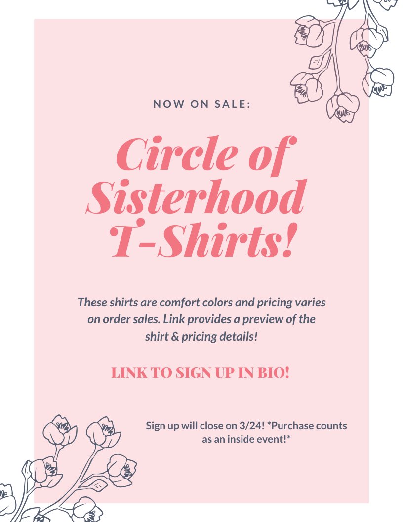Sign up for a shirt today!! Purchase counts as an inside event if you still need one 🤩